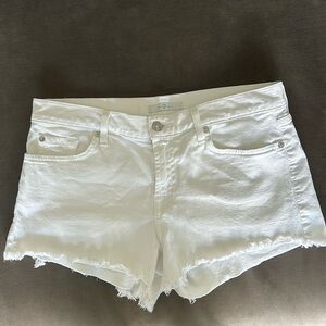 7 For All Mankind White Denim Cut Off Shorts in Size 28
